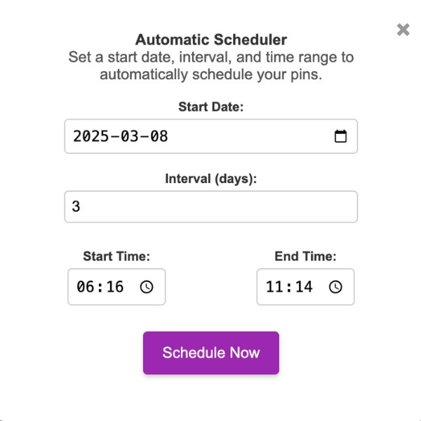 Pinterest Automatic Scheduler
